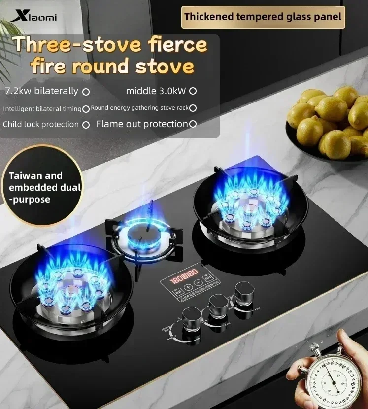 Household new Table Embedded Dual-purpose  Gas Stove  Natural Gas Liquefied Gas Fire Stove Timing