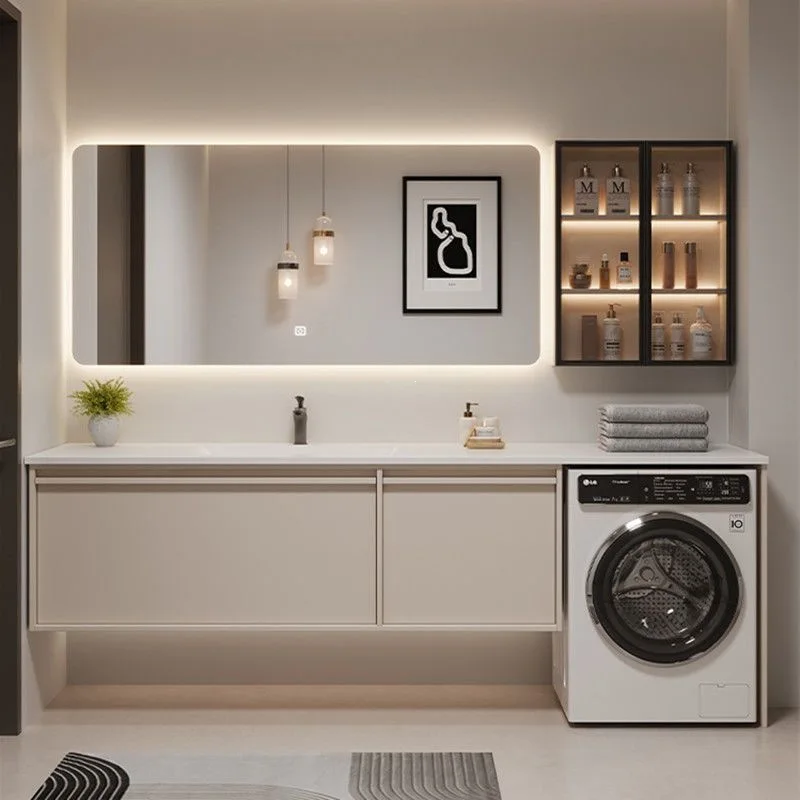 New Rock Slab Hot Bending Sink Washing Machine Integrated Cabinet Bathroom Cabinet Sink Bathroom Cabinet Ceramic Integrated Basi