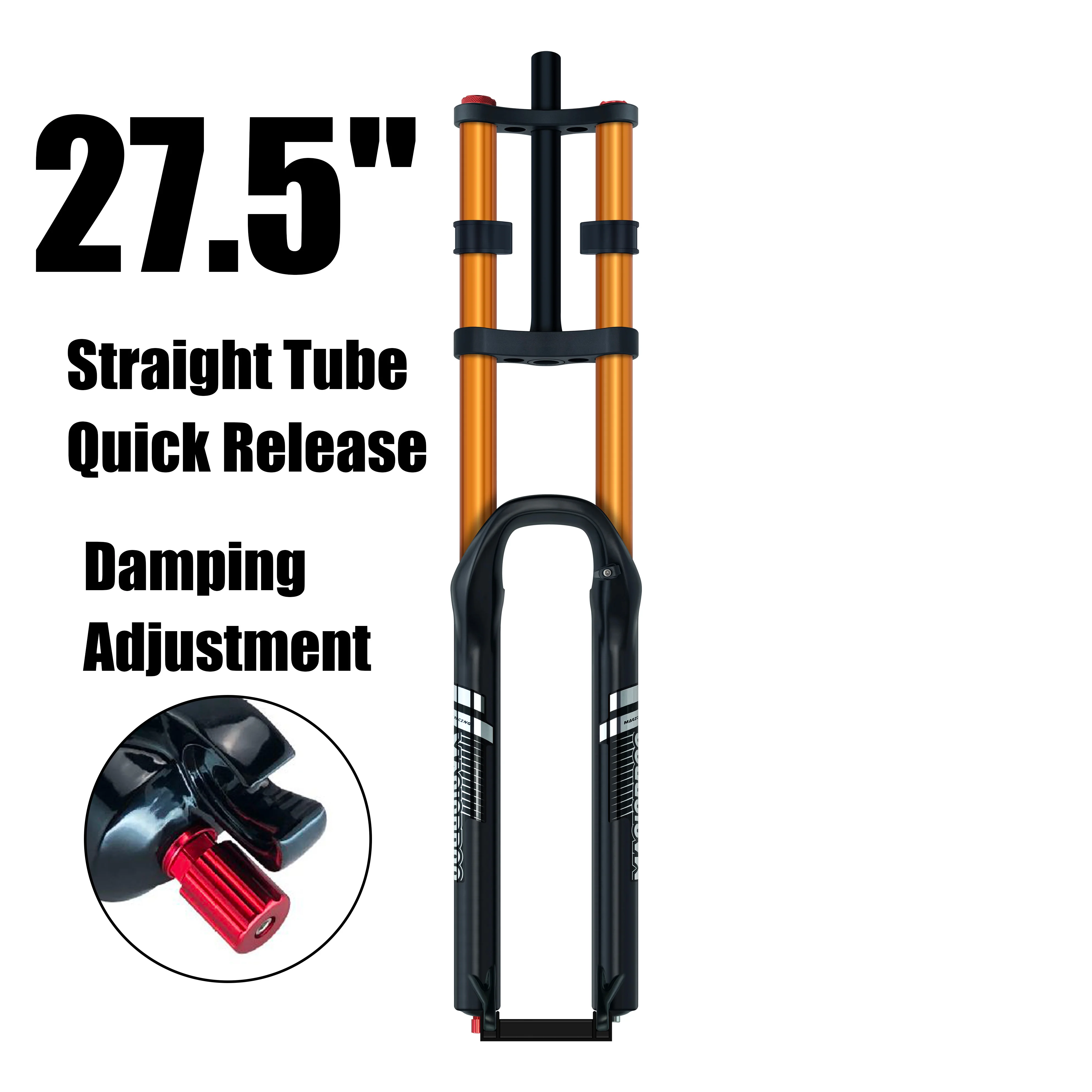 MAGICBROS Dubbele Schouder Luchtvering Vork Schijfrem 180MM Veerweg 15*100 / 110MM Elektrische E-Bike Mountainbike Lucht Vork
