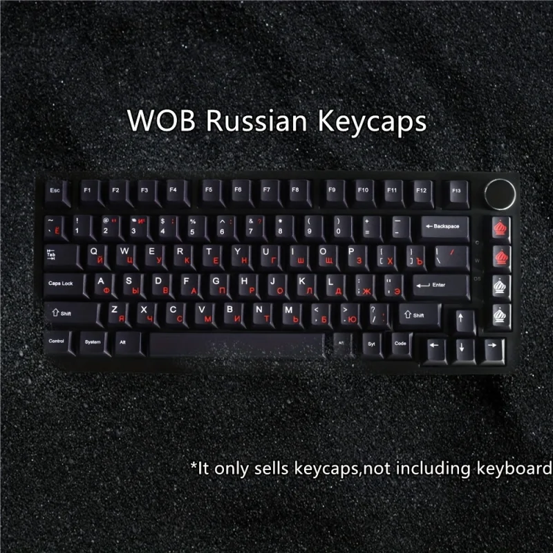 Ru Keycaps White On BlaBlack and white Russian script