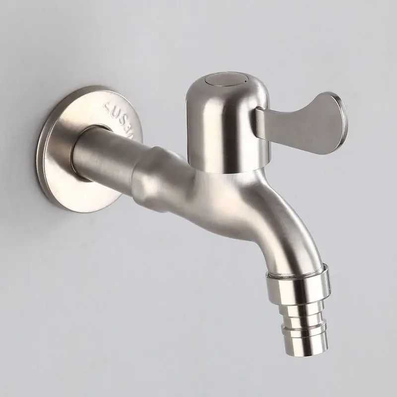 

304 Stainless Steel Brush Nickel Washing Machine Faucet Quick Open Garden Faucet Laundry Bathroom Bibcock Single Handle Cold Tap