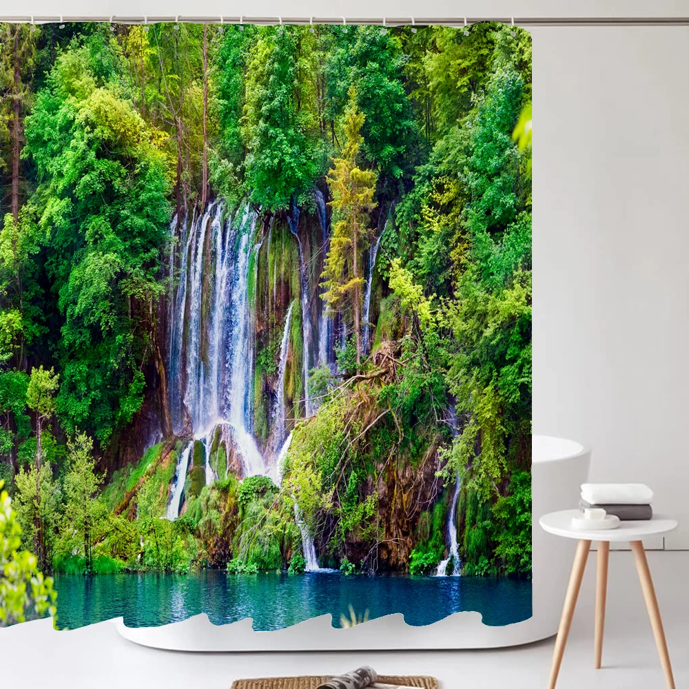 3D Print Forest Landscape Waterproof Fabric Shower Curtain Natural Scenery Bathroom Curtain large 240X180 Decorn Bath Curtains