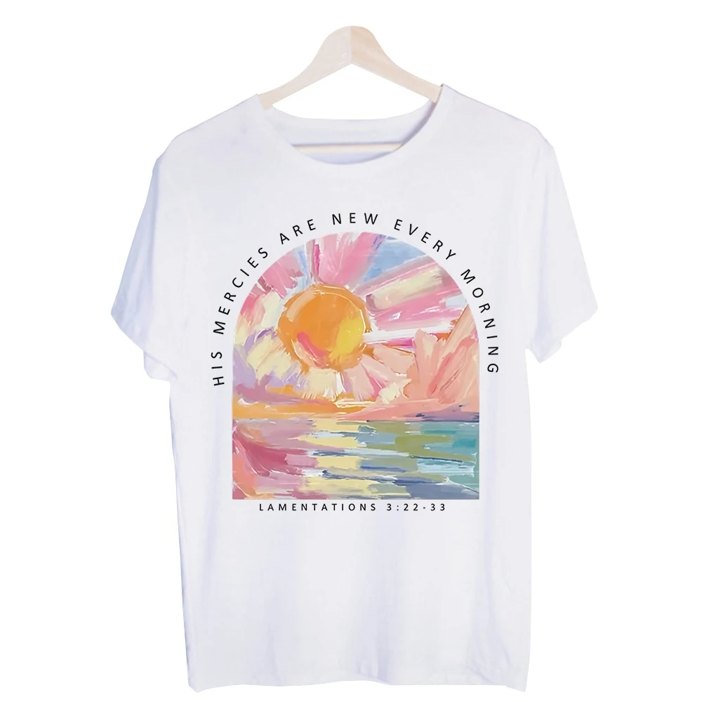Men's Sunrise Landscape Typography Print Graphic Tee, Short Sleeve Crew Neck T-Shirt for Casual Daily Wear