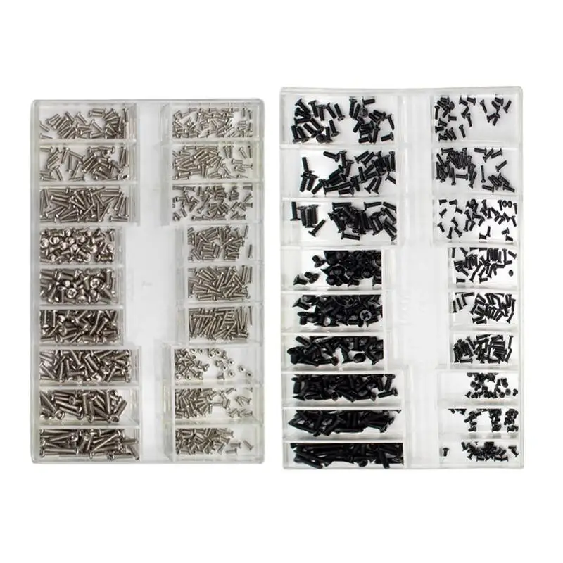 Boîte à vis de montre, 1 jeu de 18 Types de vis, Kit de Mini vis à tête plate pour téléphone, tablette, objectif d'appareil photo, accessoires de réparation d'ordinateur portable