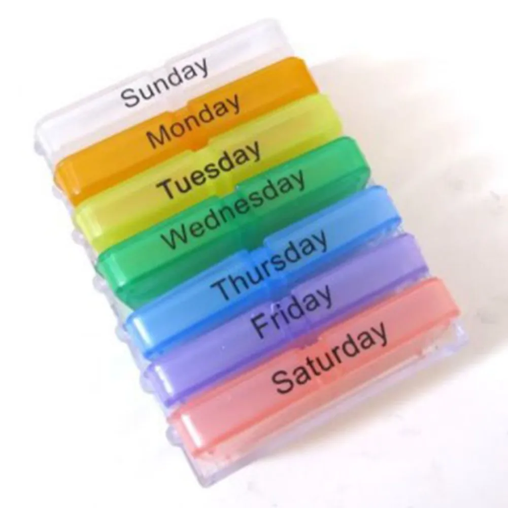 Weekly Pill Case 7 Days Medicine Box Tablet Dispenser Organizer Pill Box Splitters Plastic Storage Box With Clip Lids
