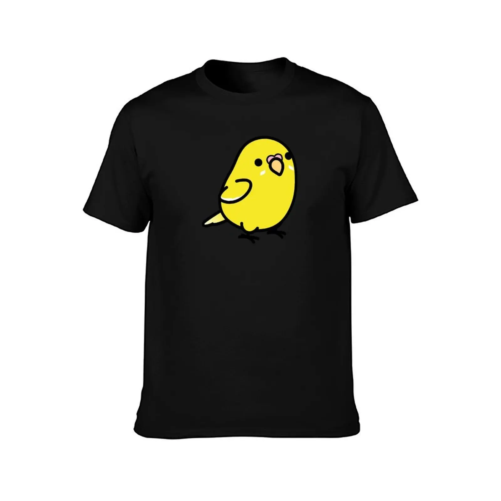 Chubby Yellow Lutino Budgie Parakeet T-Shirt, Summer Casual Cotton Tee, Oversized Streetwear Tops, Vintage Graphic Print