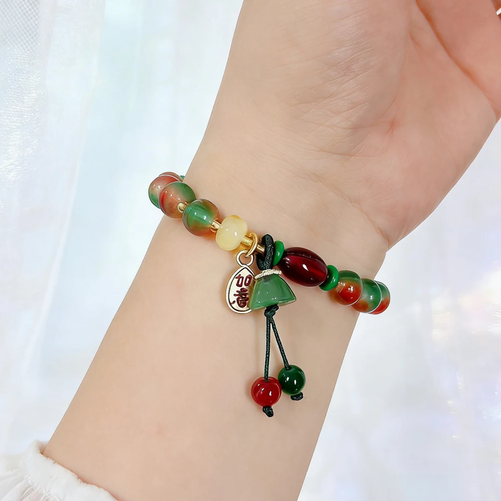 New Chinese Style Colorful Beaded Bracelet For Women Vintage Natural Stone Ethnic Handmade Chain Hand Rope Bracelet Jewelry Gift view 5