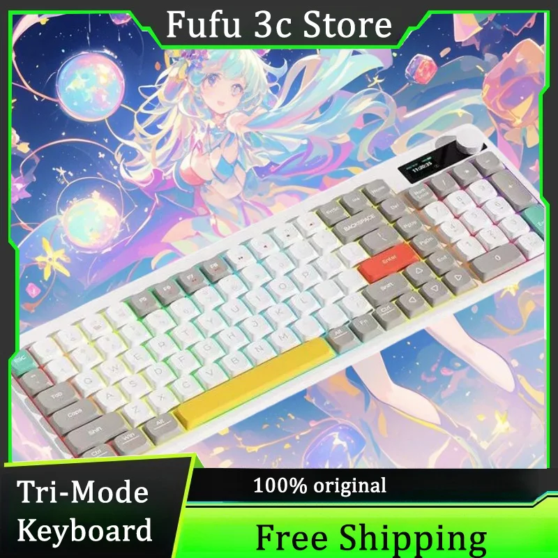 

Yk100 Mechanical Keyboard 101 Key Tri-Mode PBT Thermal Sublimation Keycap Low-Shape Gaming Keyboard Suitable Laptop Office