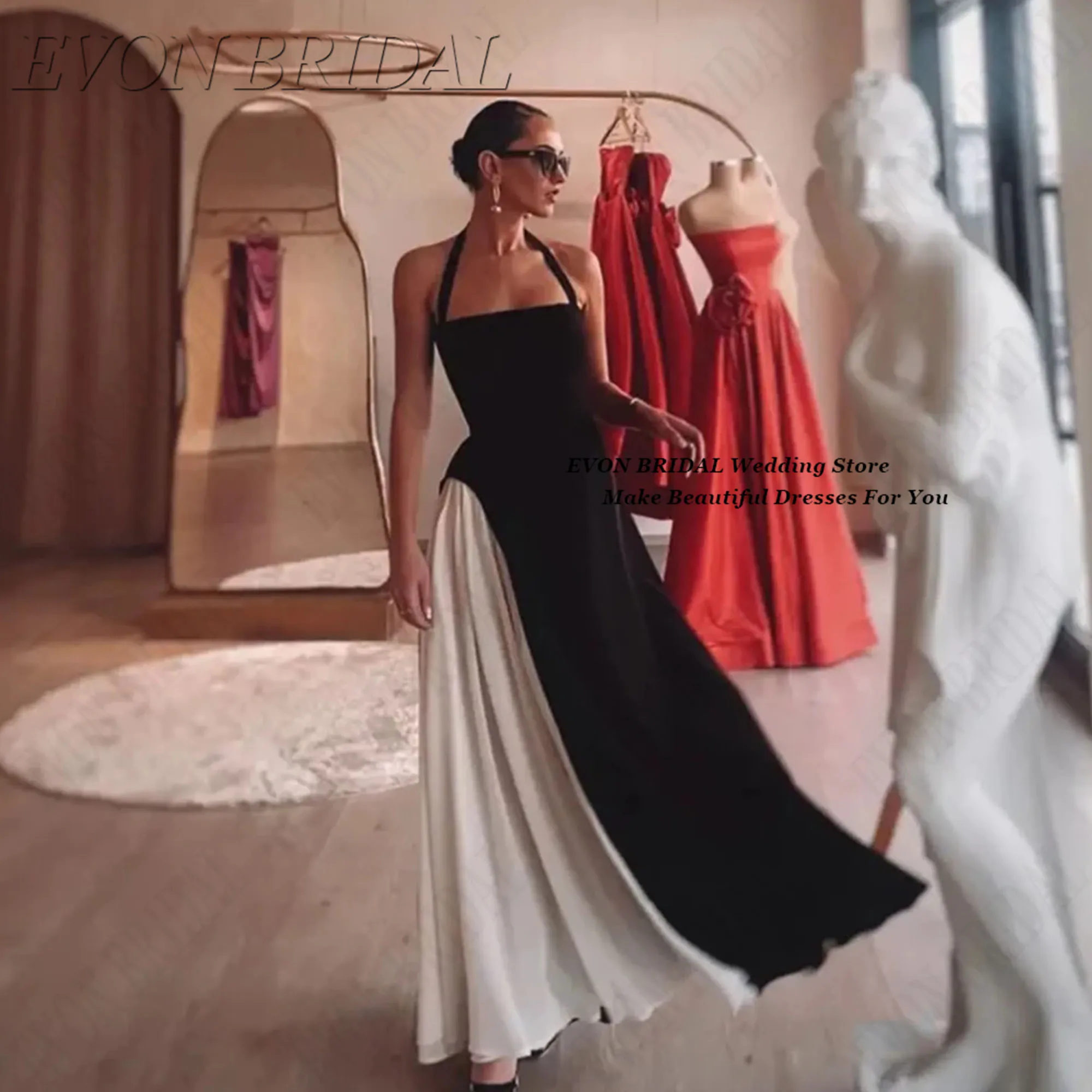 

2025 Contrast Color Evening Dress High Quality Formal Celebrity Prom Gowns Classic Halter Robes De Soirée EVON BRIDAL Customized