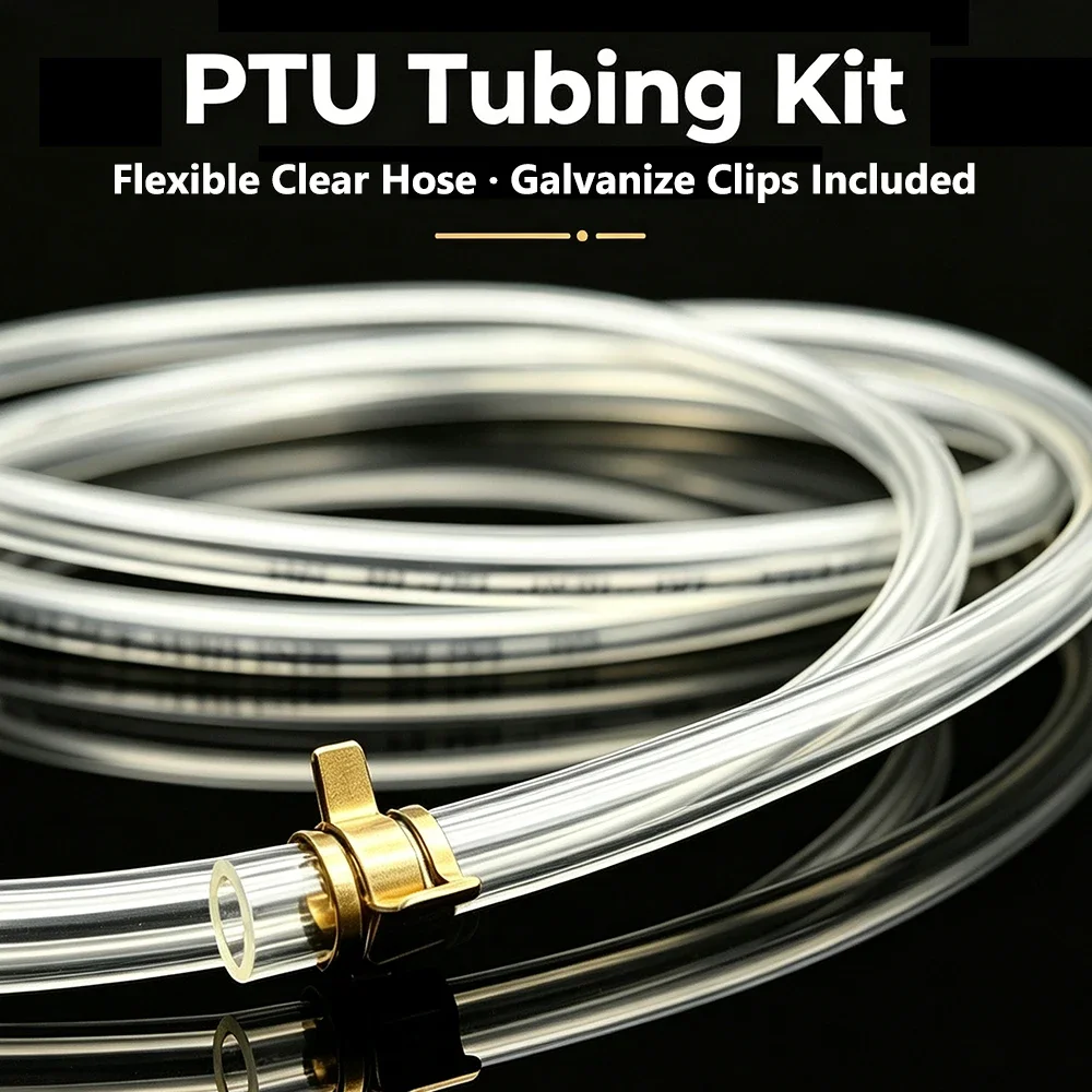 TPU Fuel Tube with Galvanized Clamps ID 4mm~16mm Clear Diesel Hose Flexible Oil Wear Resistant for Lubrication Supply Hose