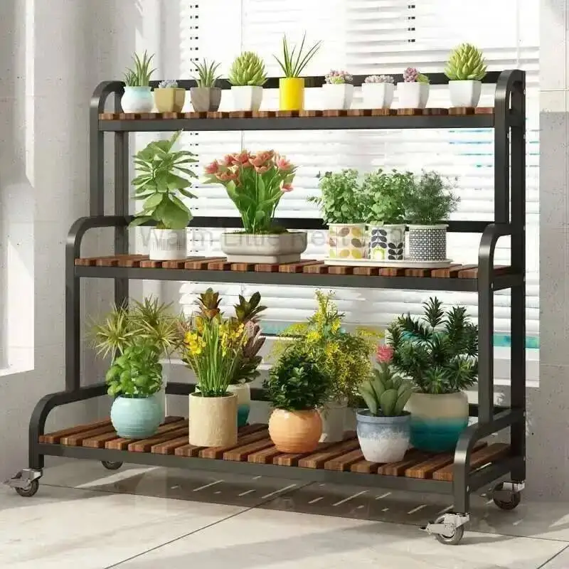 

Aesthetics Unique Flower Rack Designer Modern Indoor Balcony Movable Display Floor Rack Decor Trendy Plantenrek Home Furniture