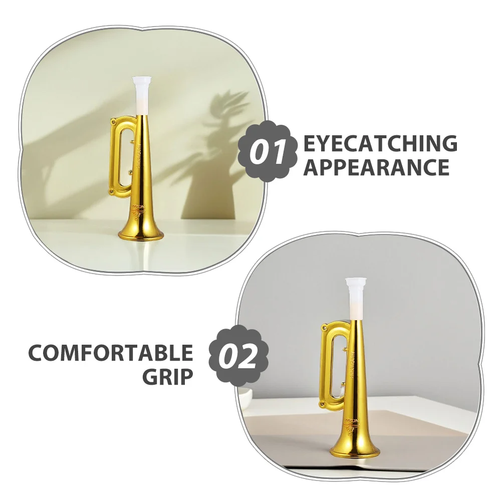 Accessoires de joie en corne en plastique de couleur dorée, 18 pièces, pour jeux de sport, Concerts, célébrations, poignée légère et confortable