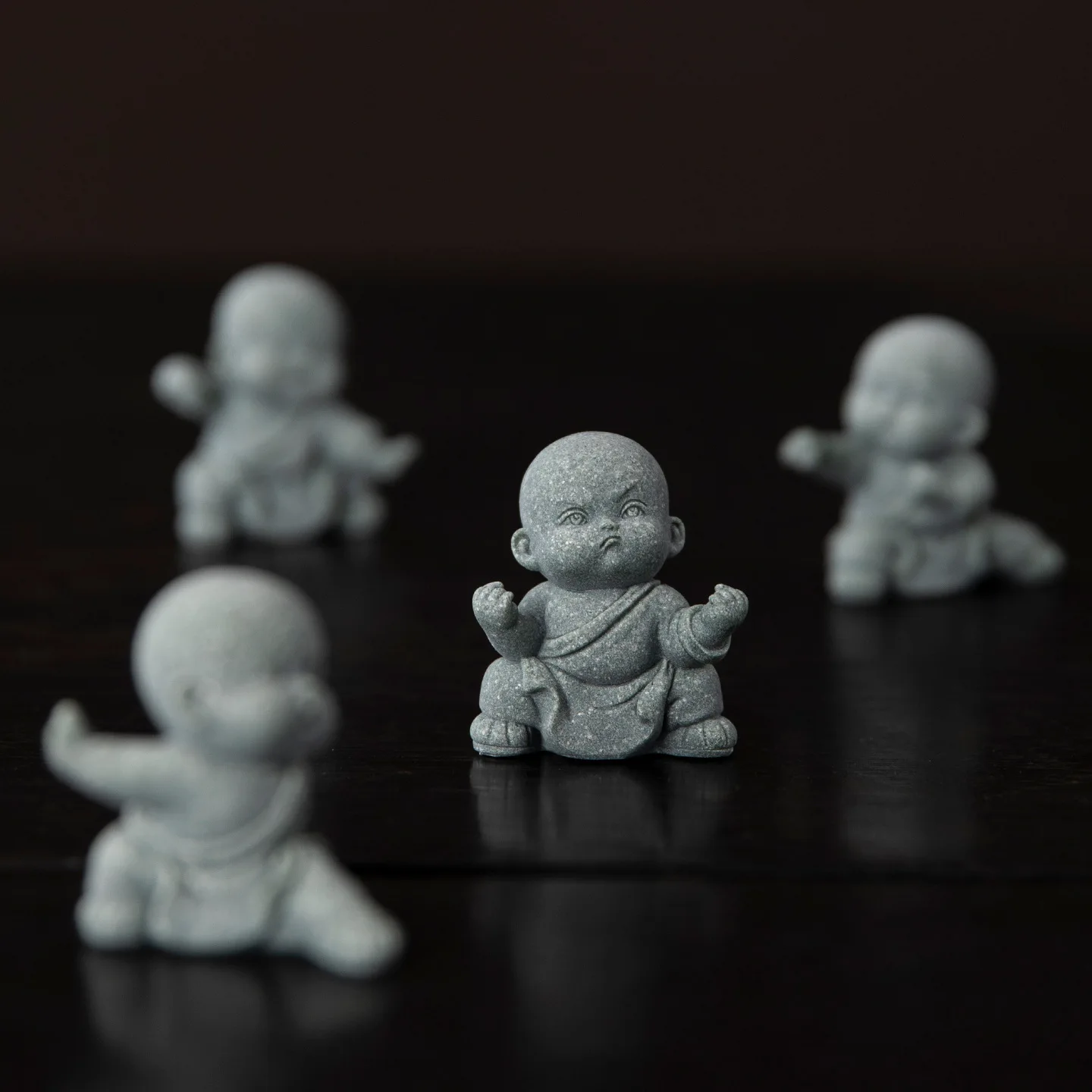 Bluestone Shaolin Kung Fu Monk Figurine, Funny Desktop Decor, Creative Tea Pet