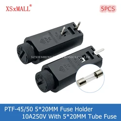 5PCS PTF-45/50 5*20MM Fuse Holder 10A250V 2.5W PCB Panel Mounting High Temperature Resistance Fuse Base With 5*20MM Tube Fuse