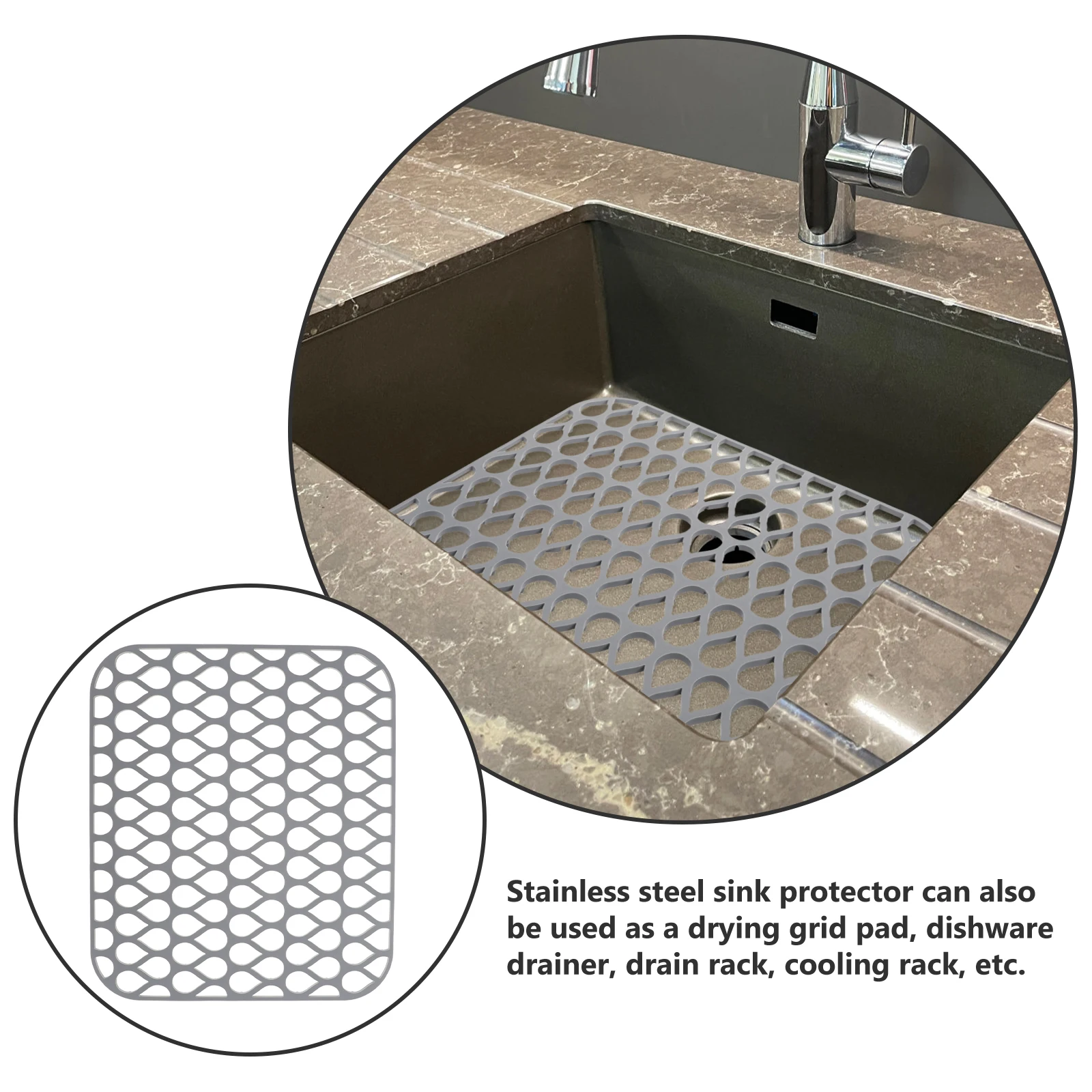 

Silicone Sink Mat for Kitchen Heavy Duty Non-Slip Drainable Drying Pad Dish Protector Bottom Rinse Guard Grid for Stainless