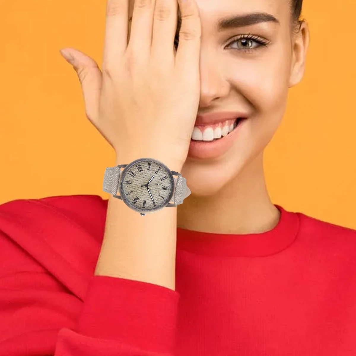 

Fashion Canvas Watch Delicate Quartz Wrist Decoration White Premium Material Suitable Any Occasions Canvas Watch