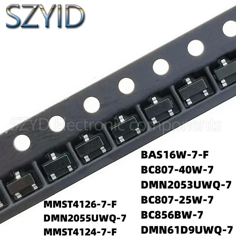 100PCS SOT323 MMST4126-7-F DMN2055UWQ-7 MMST4124-7-F BAS16W-7-F BC807-40W-7 DMN2053UWQ-7 BC807-25W-7 BC856BW-7