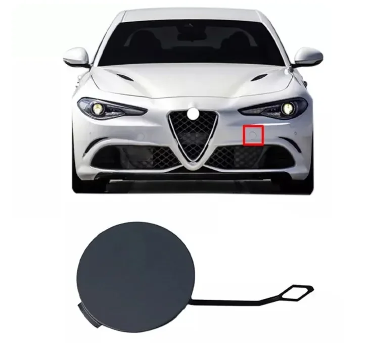 フロントバンパー牽引フックキャップ,ロメオジュリア2015-2017 156107967用トレーラーカバー,牽引フックカバー