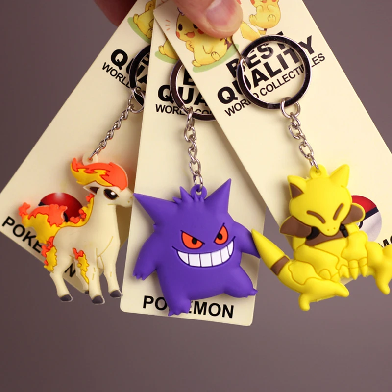 New Pokemon Keychain Toy Pikachu Pokemon PVC Soft Glue Anime Elf Silicone Pendant