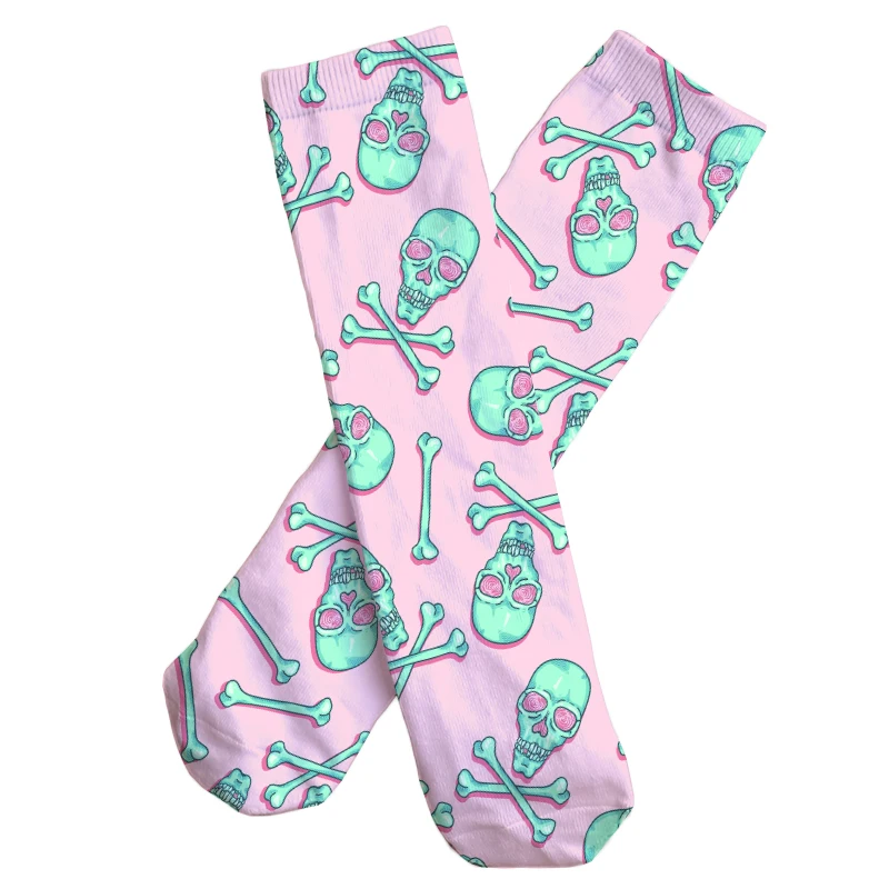 New Hot Pink Selling Skull Long Socks Men Women Harajuku Fashion Comfortable Socks Halloween Cosplay Happy Couple Socks Gift