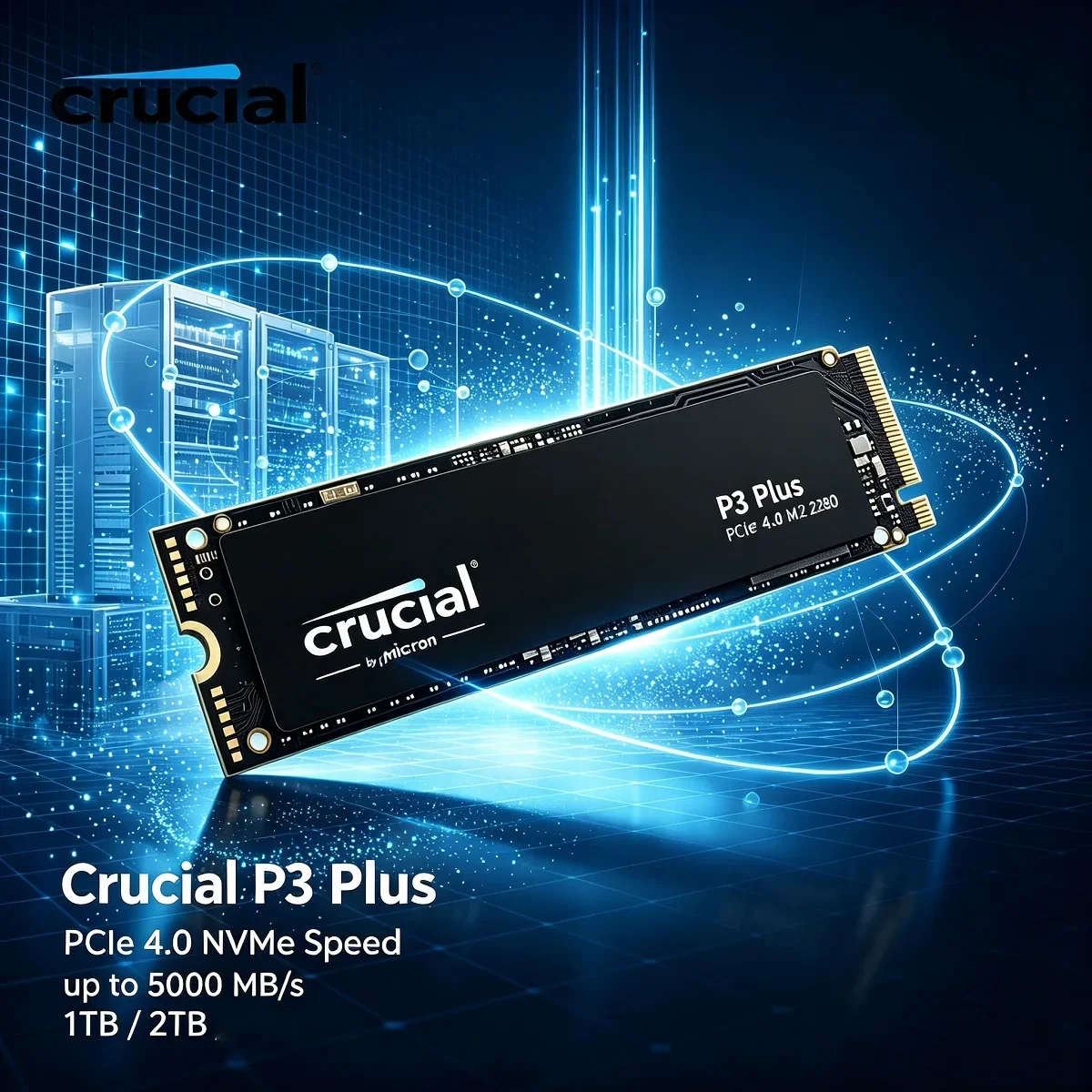 SSD Interno Crucial P3 Plus até 5000MB/s M.2 2280 Gen4 NVMe, Unidade de Estado Sólido de 500GB, 1TB, 2TB, 4TB para PC e Laptop