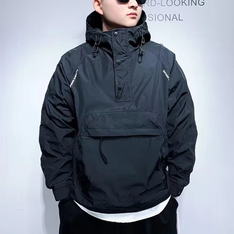 Sudadera para hombre, chaquetas con bolsillos de lujo, Sudadera con capucha, ropa de calle Harajuku de Hip Hop, chaqueta de moda coreana, abrigos