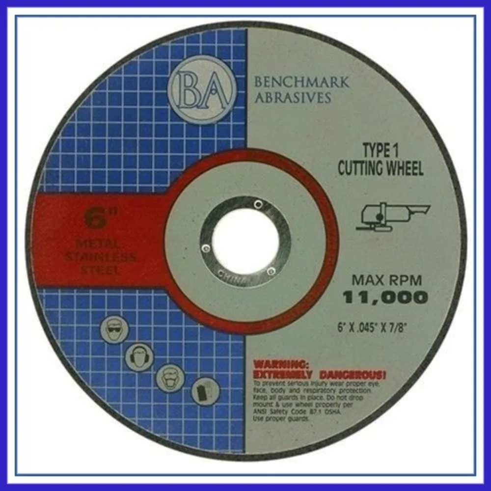 

6 Inch Cut Off Wheels, Aluminum Oxide Self Sharpening for Metal & Steel, .045" Thick 7/8" Arbor, 50 Pack