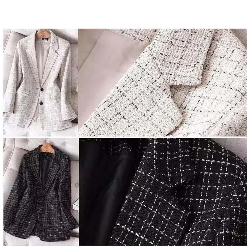 Lente Vrouwen Jas Tweed Wollen Jassen Vrouwelijke Casual Dikke Blazers Bovenkleding Lange Mouwen Suits Vrouwelijke Tops Lady Office Blazer