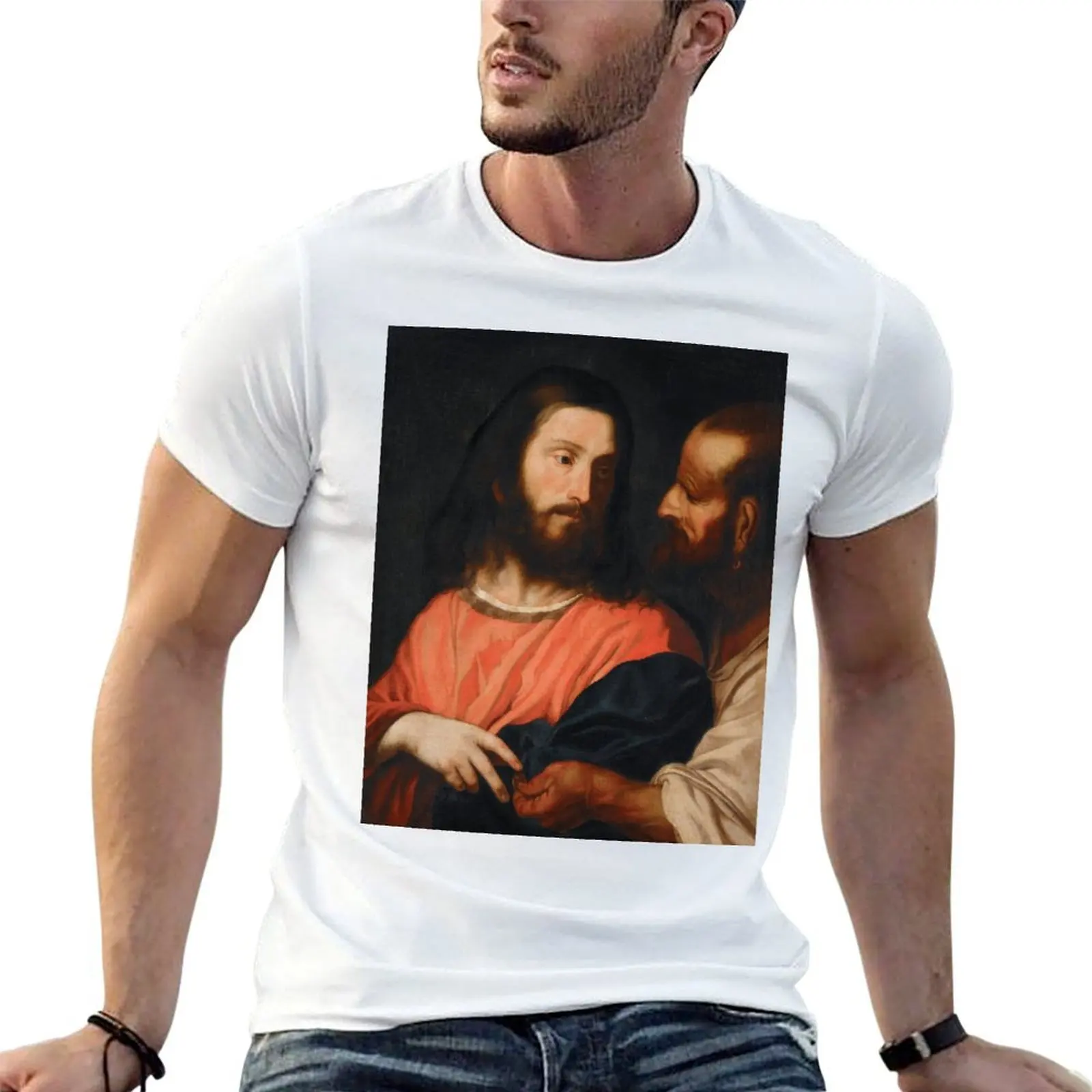 The Tribute Money Titian Mid 16th Century Renaissance Евангелие Библейское искусство футболка мужская футболка с рисунком футболка The Tribute Money Titian Mid 16th Century Renaissance Евангелие Библейское искусство футболка мужская футболка с рисунком футболка