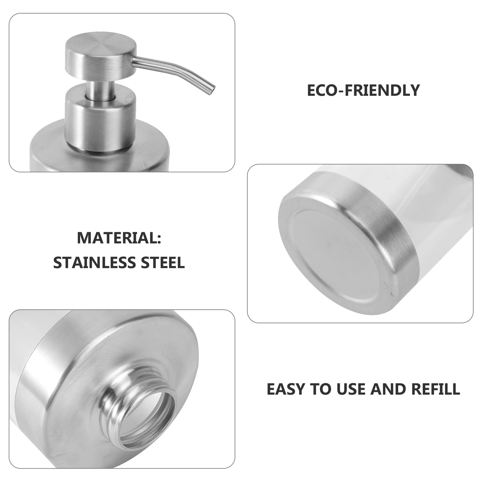 

304 Stainless Steel Acrylic Foaming Soap Dispenser Manual Transparent Liquid Soap Dispenser for Kitchen Bathroom Countertops