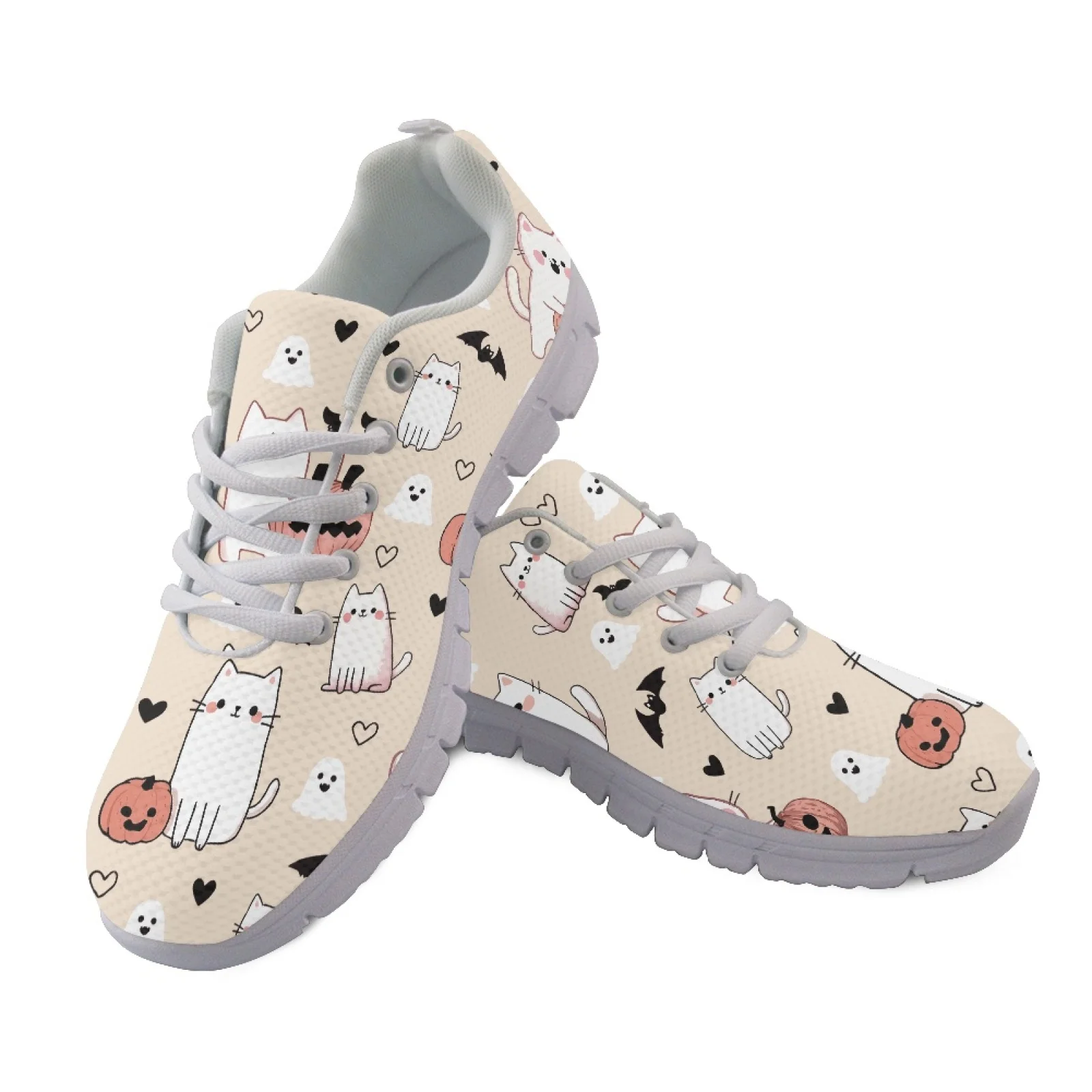 Coloranimal Ghost Candy Print Tennis Shoes Mesh & EVA Sole Fitness Shoes Breathable Work Shoes for Women