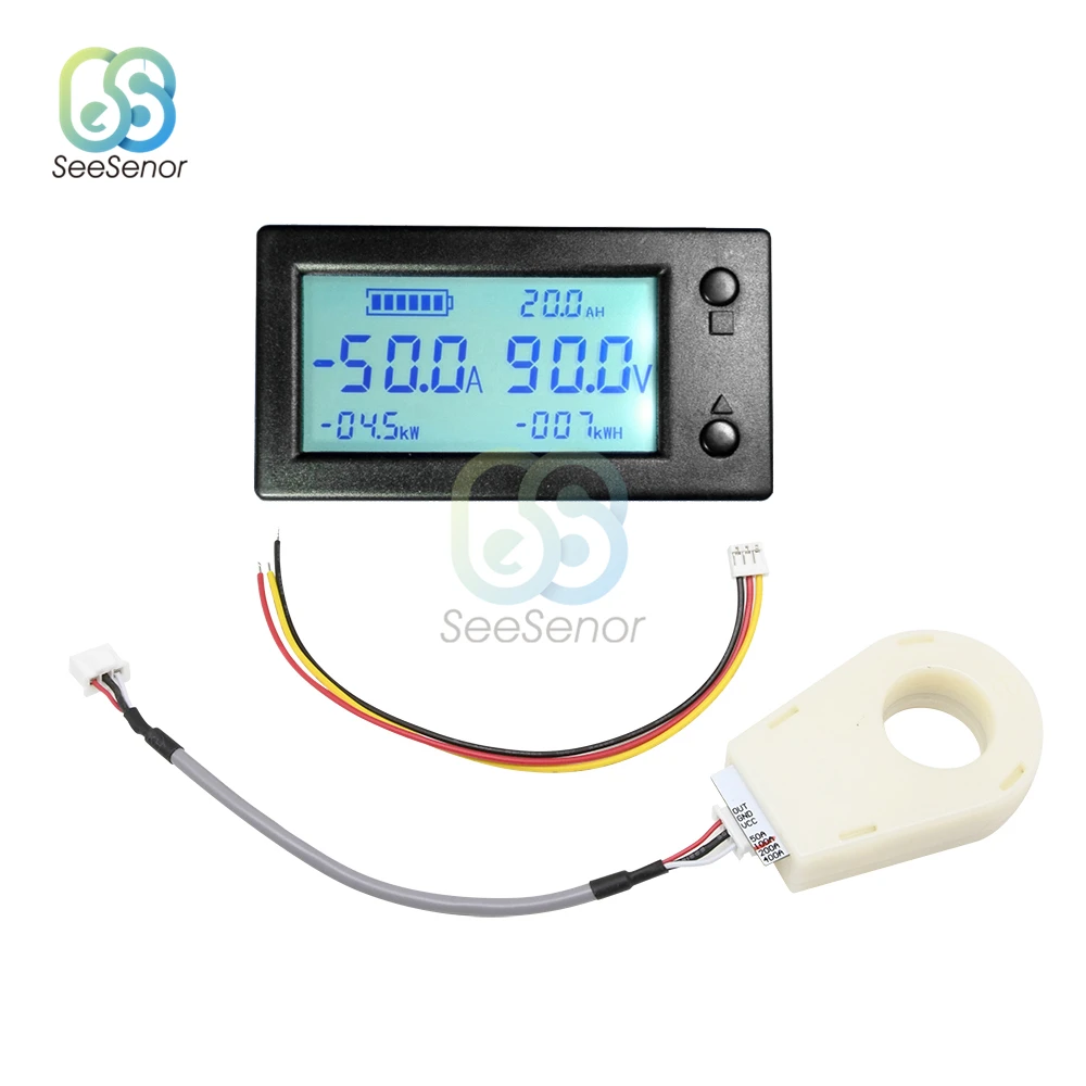 DC 300V 400A 200A 100A 50A LCD Battery Monitor Digital Voltmeter Ammeter Battery Capacity Coulometer Power watt-hour Hall Sensor