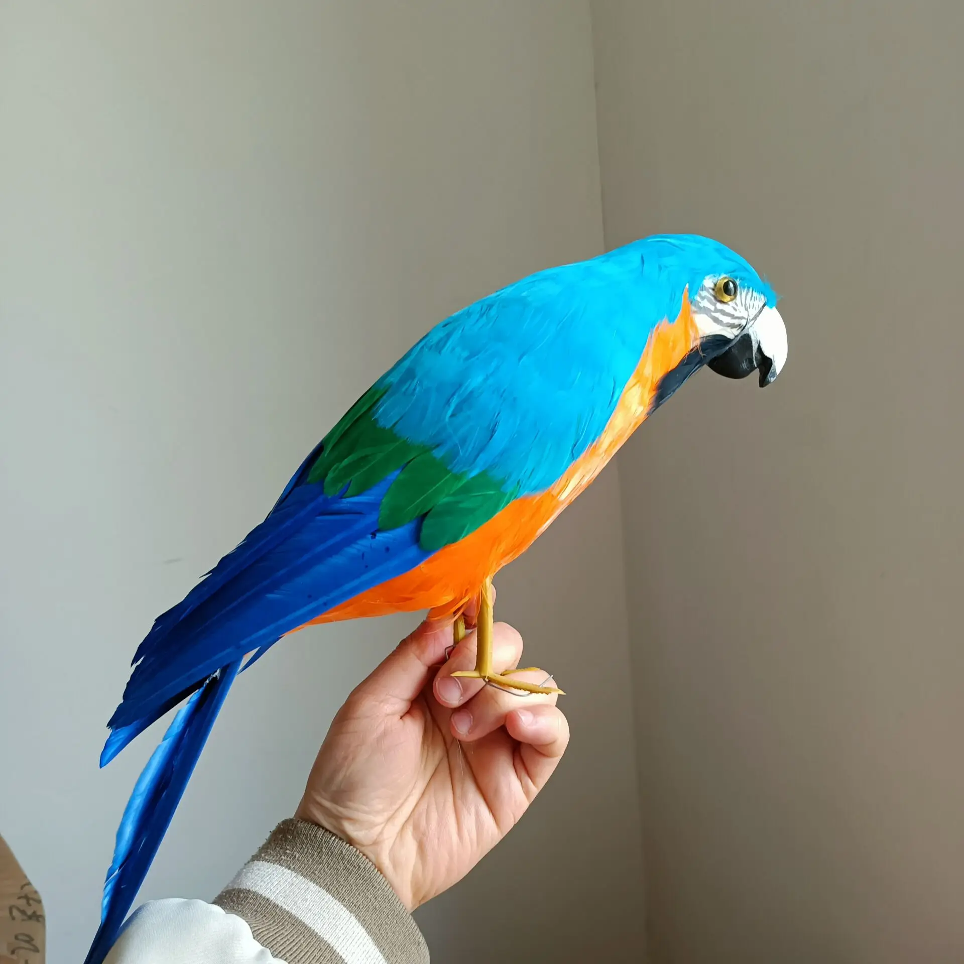 blue&orange simulation parrot toy foam&feather bird model gift about 42cm c2766