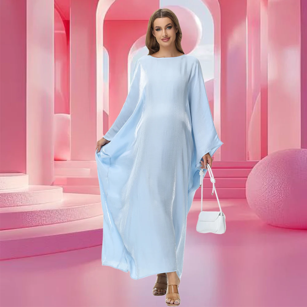 

Maternity Photography Dress Women's Muslim Pearlescent Satin Robes Full-Cover Ramadan Robe for Baby shower Photo Shoot
