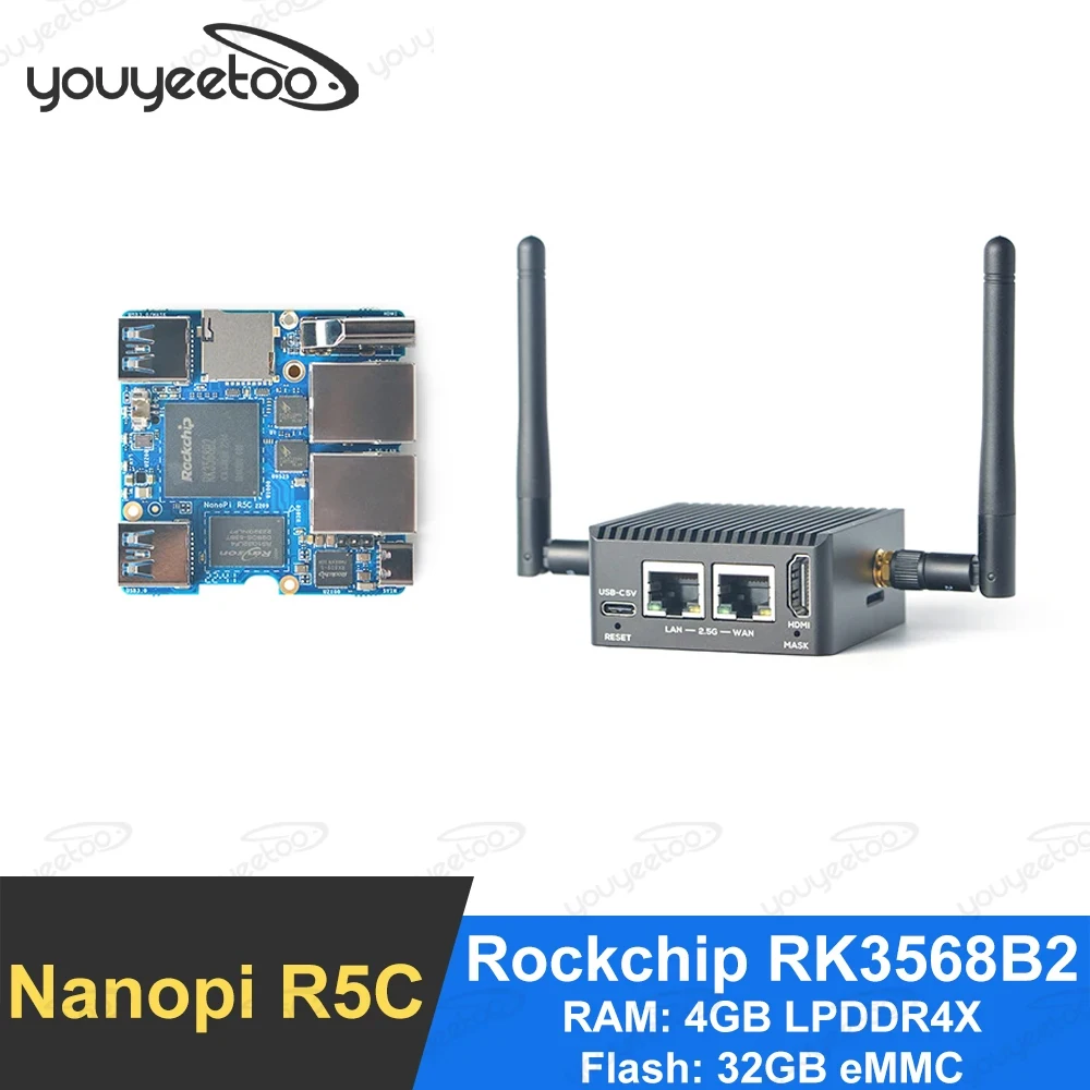 youyeetoo NanoPi R5C Openwrt Rockchip RK3568B2 Dual 2.5G Ethernet Port with M.2 WiFi Module 4GB LPDDR4X Support FriendlyWrt