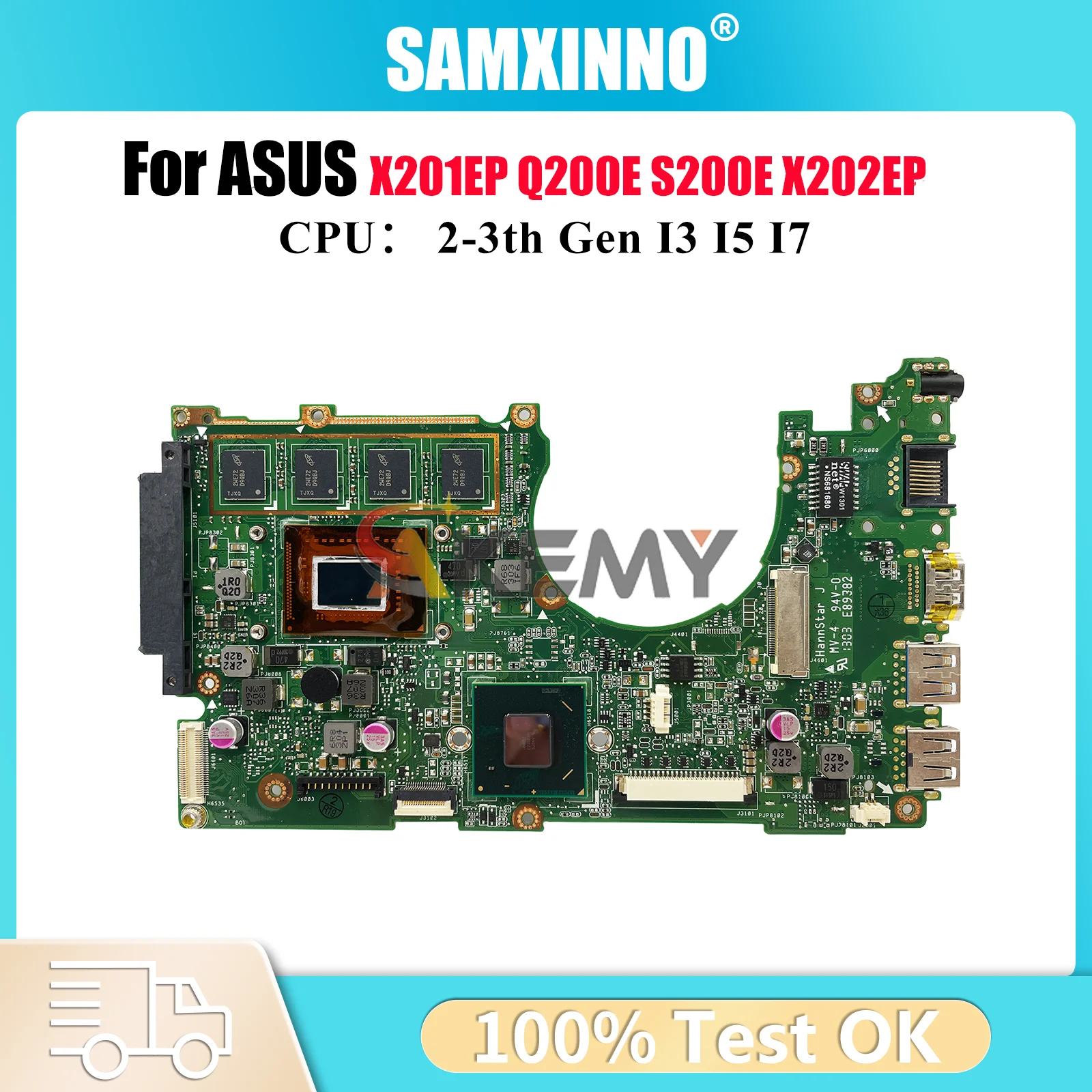 

X202E Laptop Motherboard For ASUS VivoBook X201EP X202E X202EP Q200E S200E X202EV Mainboard With I3 I5 I7 CPU 100% tests OK stk
