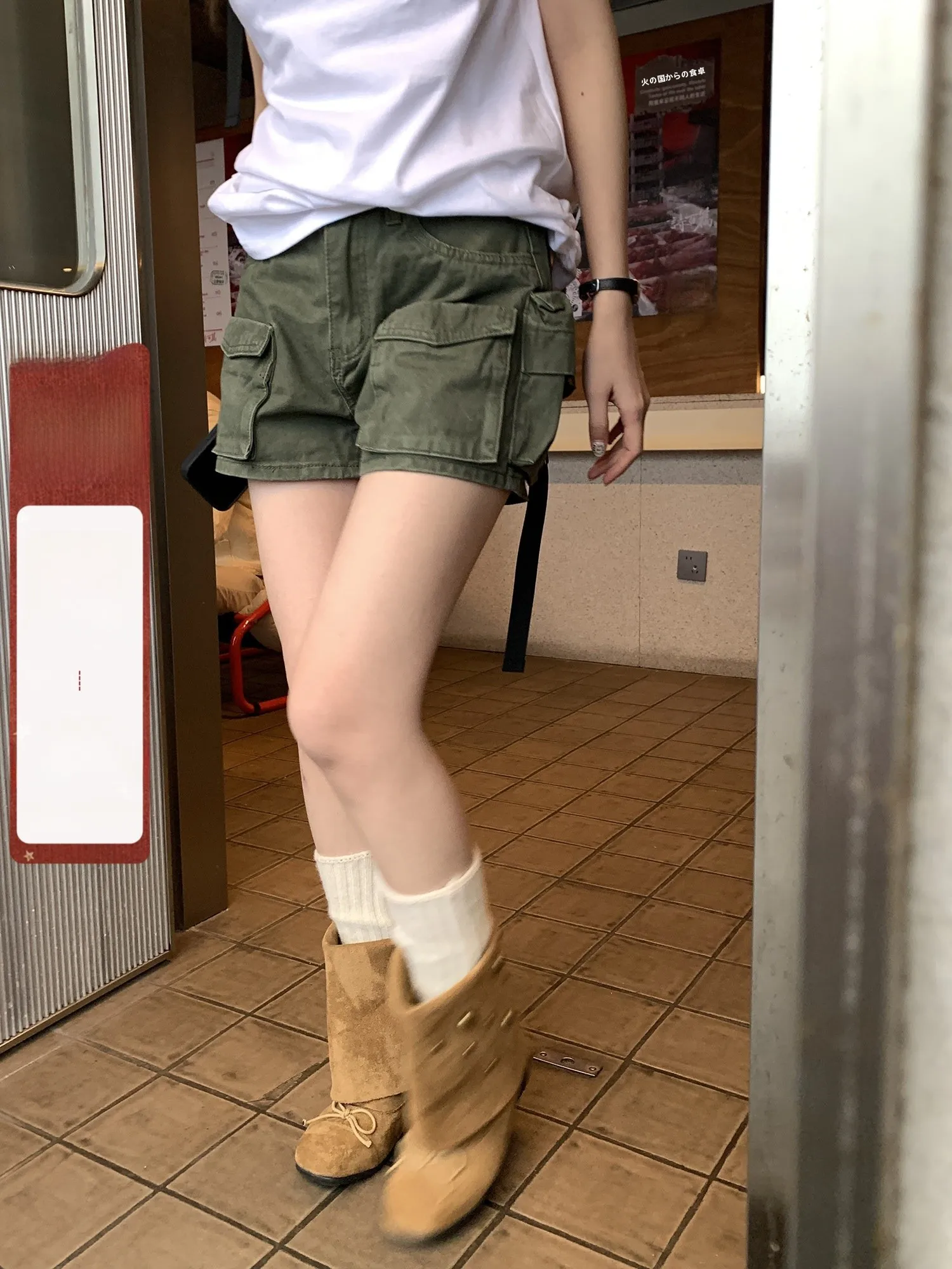 

High Waist A-Line Denim Shorts with Big Pockets Summer Slimming Leg Lengthening Sweet Cool Workwear Shorts Breathable Ladies ...