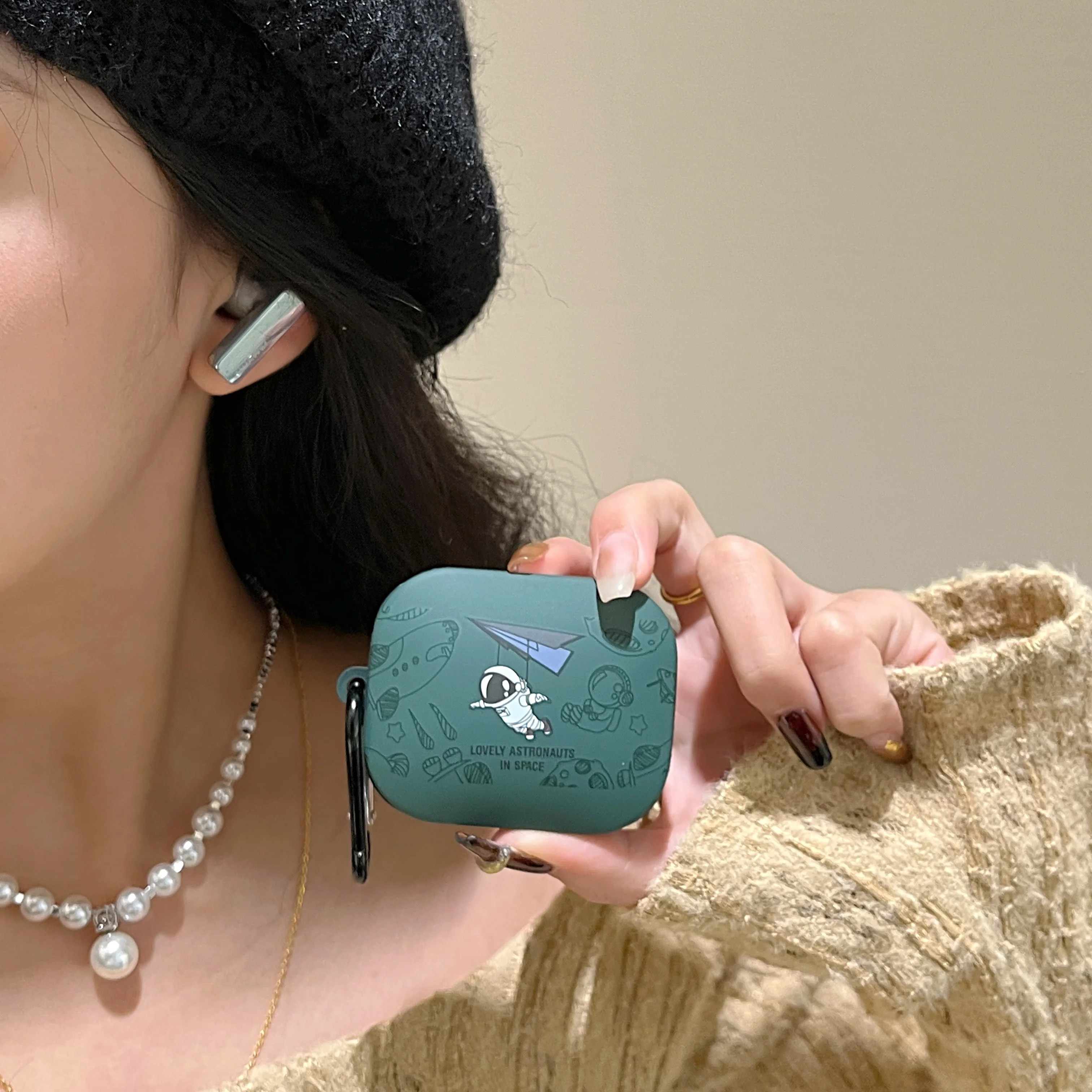 Astronaut Crystal Stickers Earphone Case For Xiaomi Redmi Buds 5 Wireless Bluetooth Headphone Cute Space Man Protective Cover