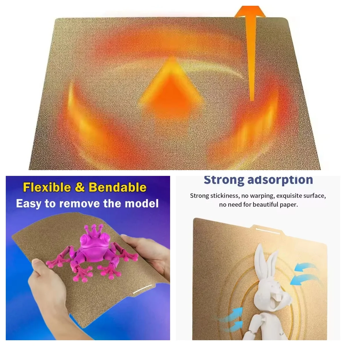 2-seitiges magnetisches doppelseitiges Federstahlblech mit Struktur für PEI-Pulverblech 235/257/310/mm Ender 3 CR10 P1P SW-X1 Bauplatte