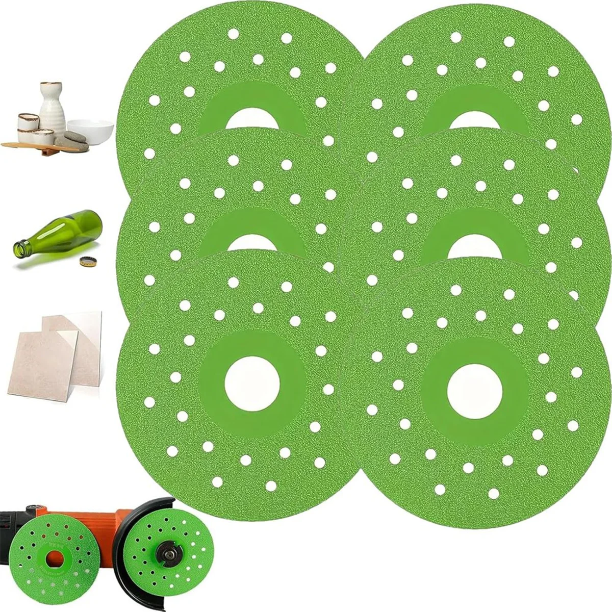 

A002 Diamond Chamfered Saw Blades for Cutting and Grinding Tile and Marble, 4 Inch Glass Cutting Disc 1mm (6PCS)