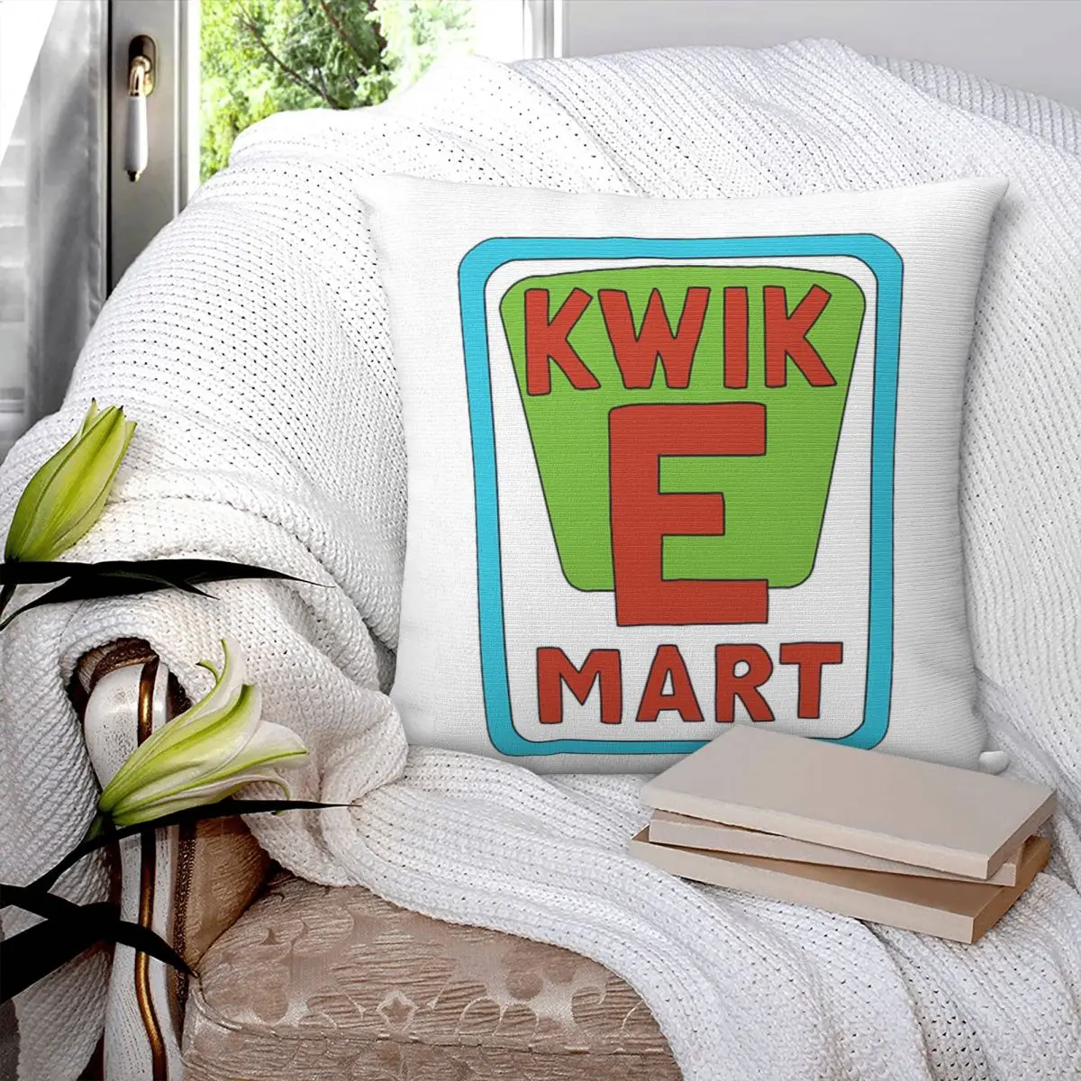 Kwik e Mart Simpsons Logo Square Pillowcase Pillow Cover Polyester Cushion Decor Comfort Throw Pillow for Home Sofa