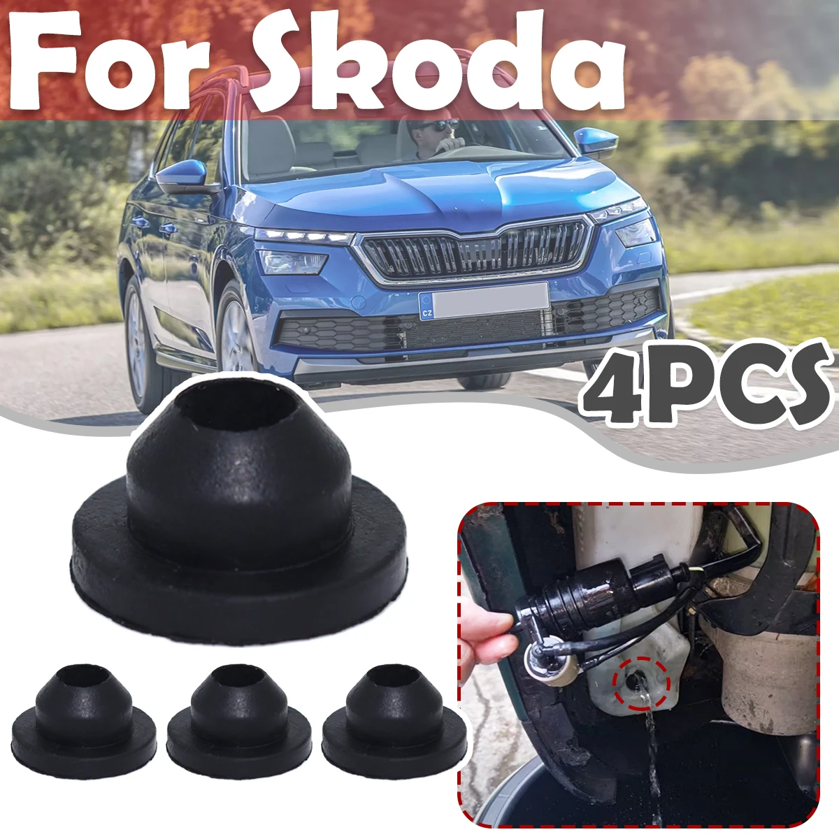 

4PC Windscreen Windshield Washer Headlight Pump Seal Water Reservoir Gasket Grommet Mount Rubber Bung Cap Clip Plug For Skoda