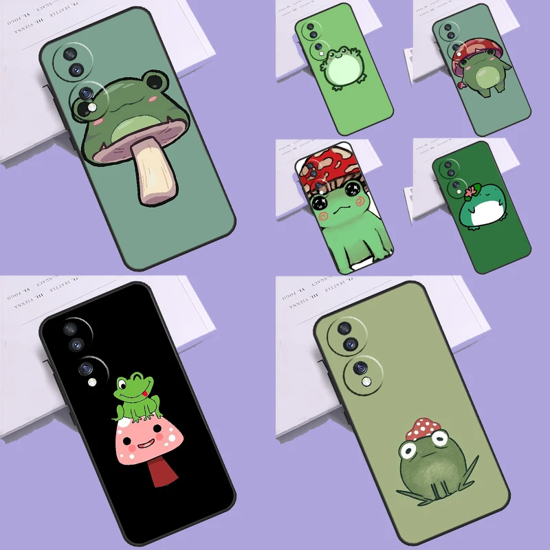 mushroom frog Cartoon Phone Cover For Honor X9a X8a X7a X6a X7 X8 X9 8X 9X Magic 5 Pro Honor 70 50 90 Lite Case