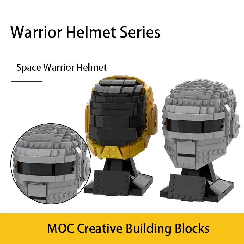 Moc espaço guerreiro capacete som eletrônico dupla equipe pequena partícula montagem blocos de construção puzzle brinquedo
