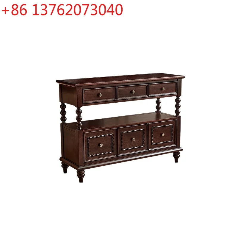 

American retro entrance cabinet, all solid wood storage, French high-end living room aisle cabinet