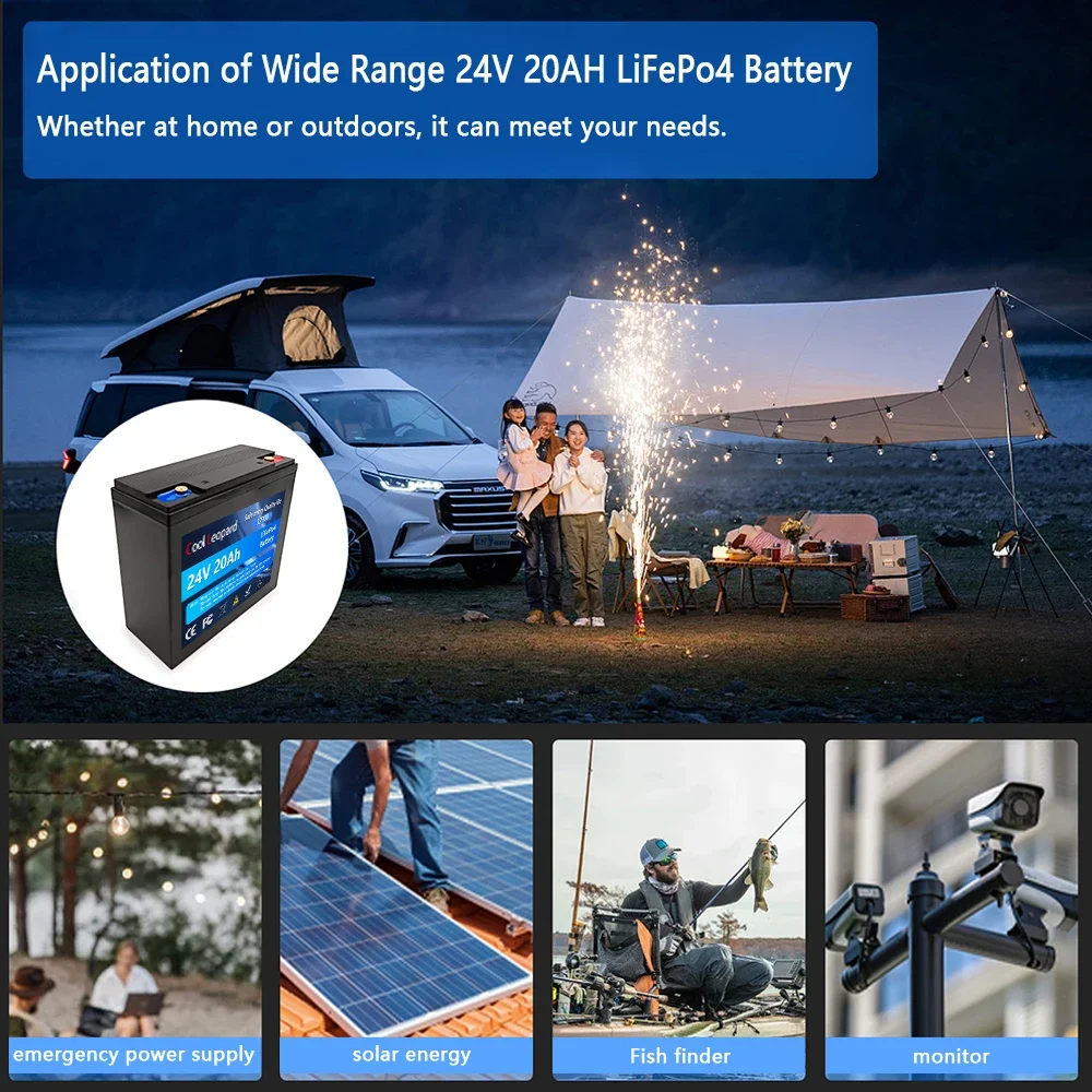 32700 24V 20AH LiFePO4 Battery Built-in 100A BMS RV Rechargeable Lithium Iron Phosphate Solar Marine Overland Off-Grid Battery