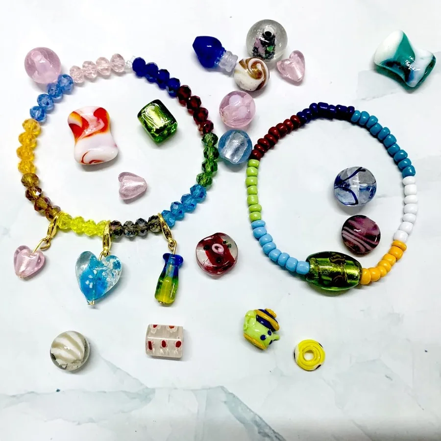 Willekeurig geassorteerde glaskralen 80 stuks voor het maken van sieraden Gemengde vormen Kleuren Lampwork Losse kralen voor de meeste grote bedelarmbanden
