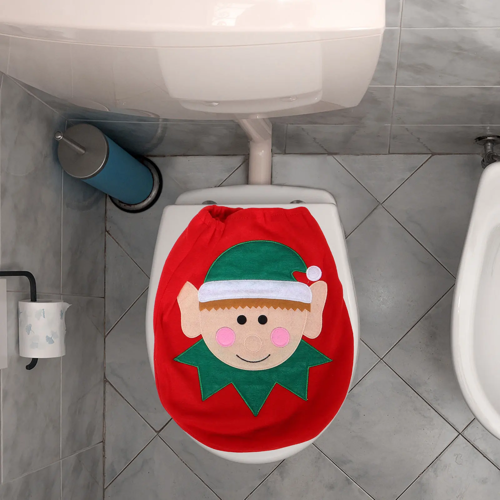 

3Pcs Christmas Toilet Seat Cover and Rug Set Cozy Household Patterned Toilet Lid Cover Bathroom Decoration Mat Xmas Bathroom
