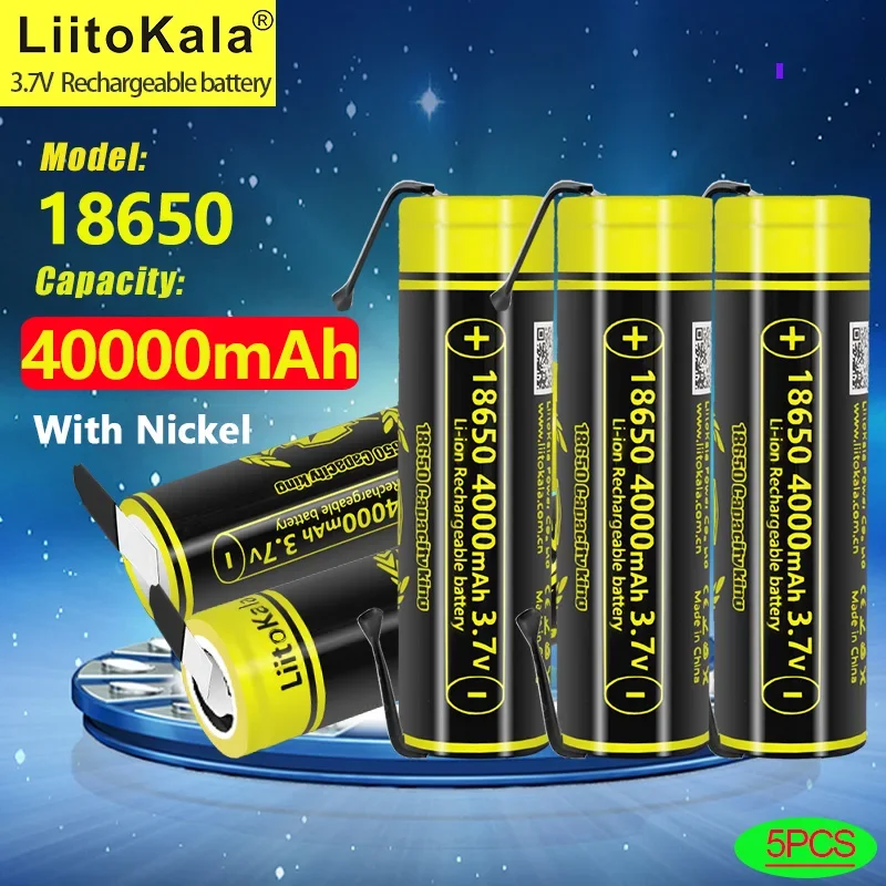5 pz LiitoKala King4000-N Nichel 3.7 V 18650 4000 mAh batteria ricaricabile agli ioni di litio per batteria torcia a LED