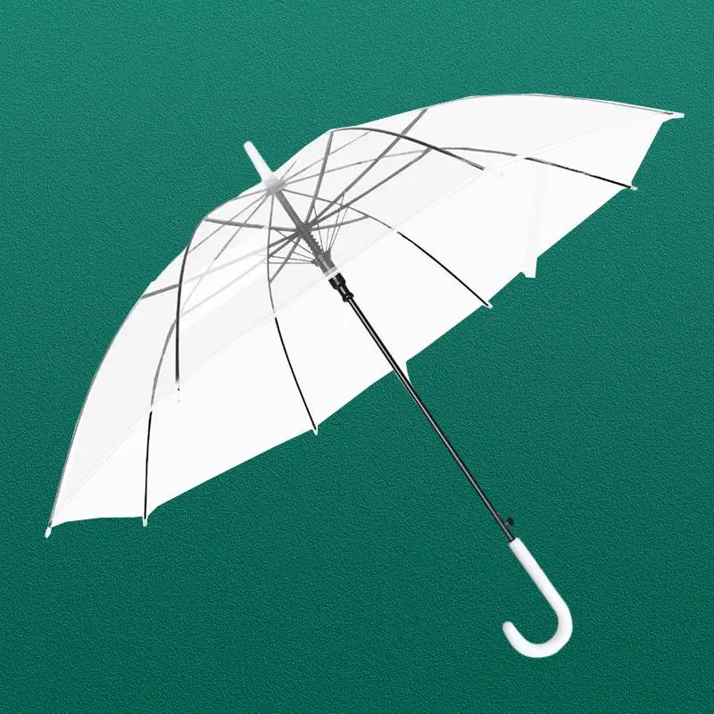 Transparent automatic umbrella, windproof and rainproof long handle umbrella, high aesthetic umbrella